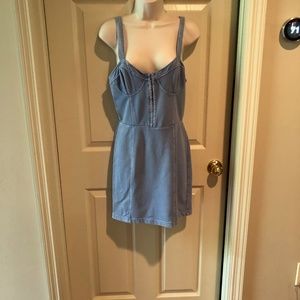 FREE PEOPLE FAUX DENIM CORSET BODYCON DRESS SIZE M